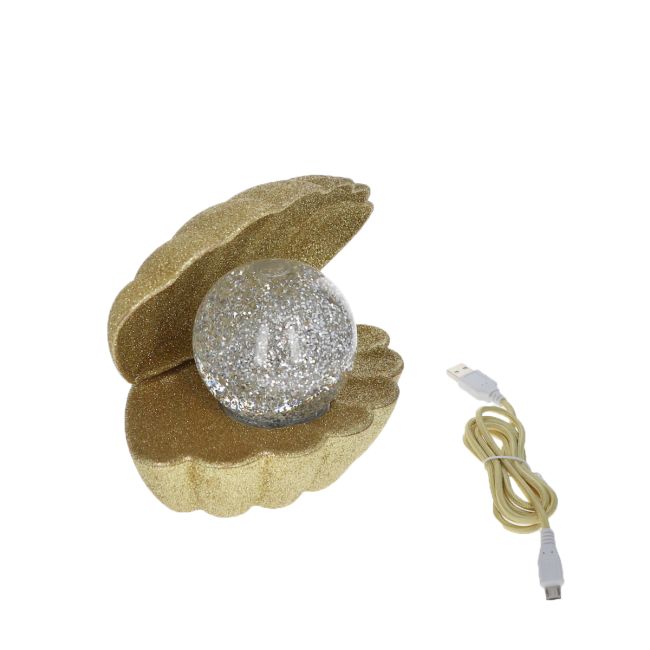 Lampe coquillage à paillettes dorées - image 3