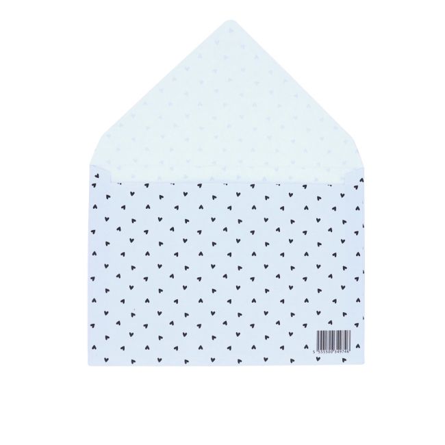Enveloppe blanche cœurs noirs - image 3