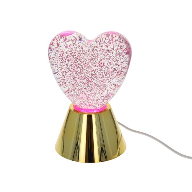 Lampe cœur rose à paillettes - image 1
