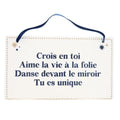 Plaque à accrocher message bleu et doré - image 1