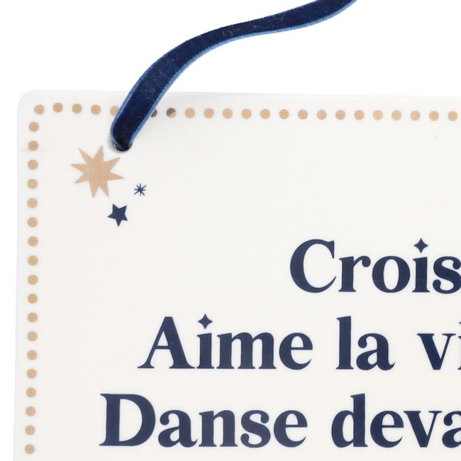 Plaque à accrocher message bleu et doré - image 2