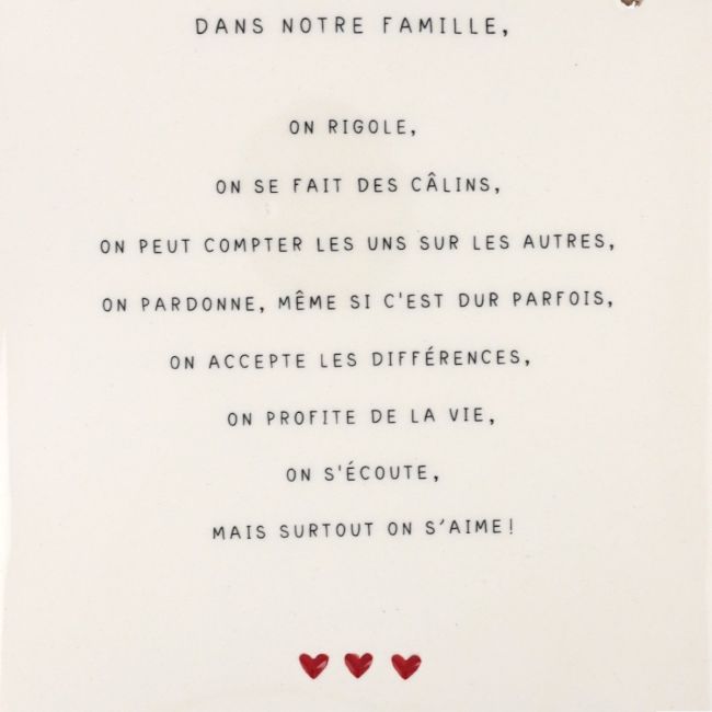 Plaque en céramique à accrocher  Notre famille  cœurs rouge - image 3