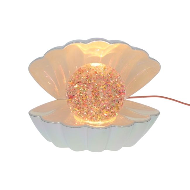 Lampe coquillage nacrée à paillettes multicolores - image 1
