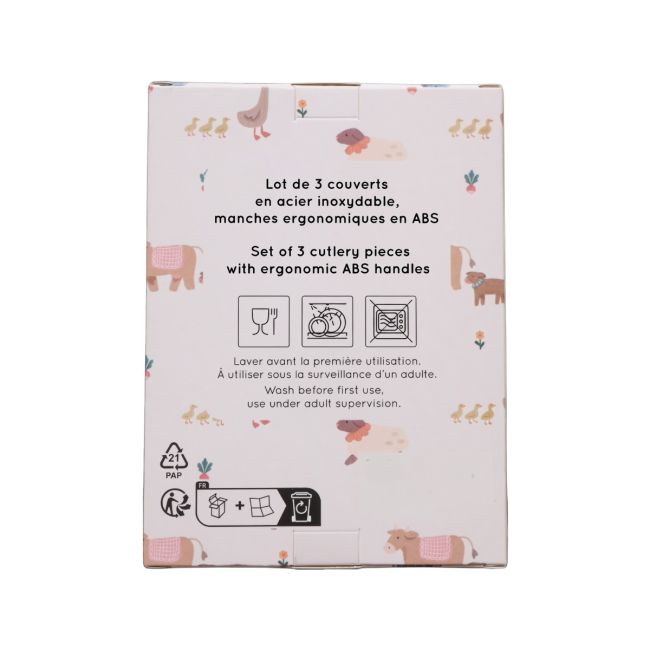 Set de 3 couverts bébé rose - Dans la ferme - image 3