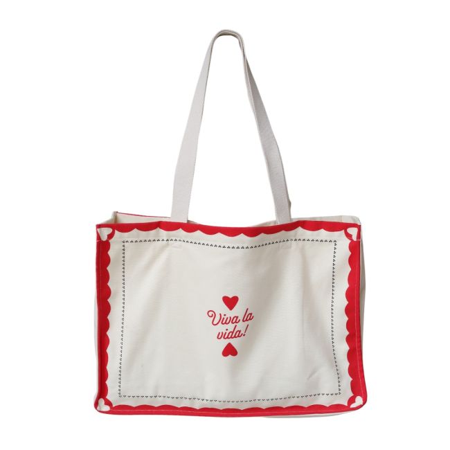 Sac cabas rouge blanc  Viva la vida  cheval - Carmina - image 2