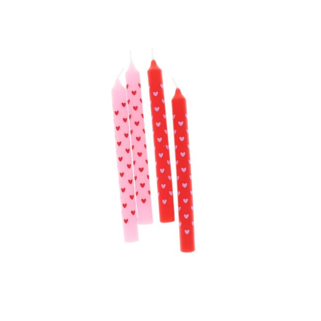 Lot de 2 bougies coeurs rose et rouge - image 2