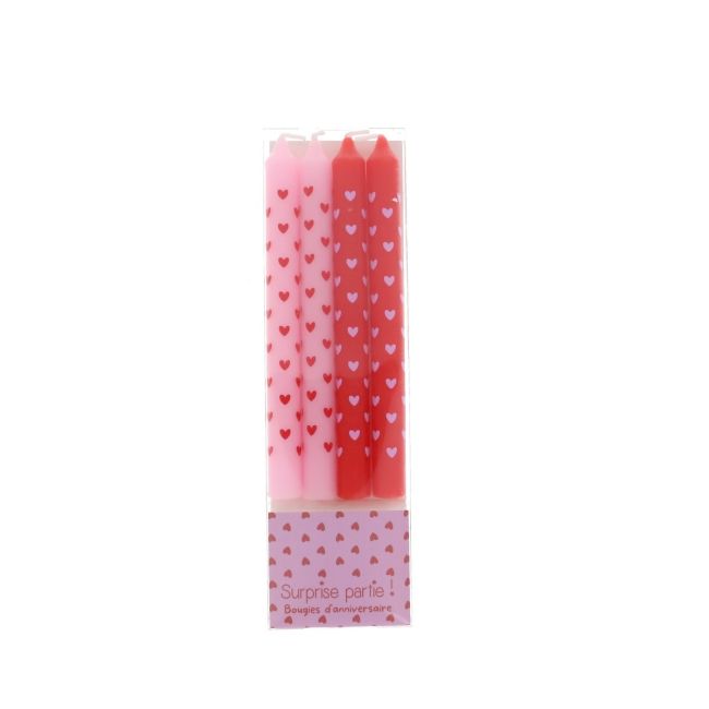 Lot de 2 bougies coeurs rose et rouge - image 1