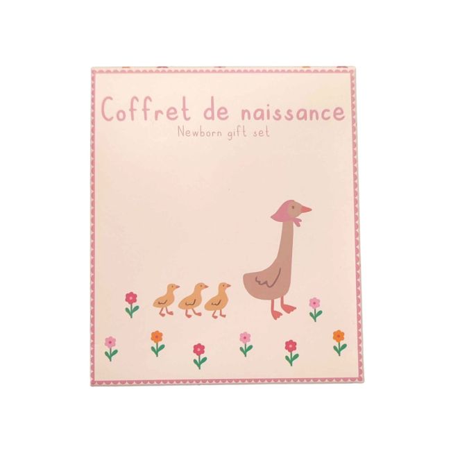 Coffret de naissance bonnet et moufles pointelle fleurie - Dans la Ferme - image 1