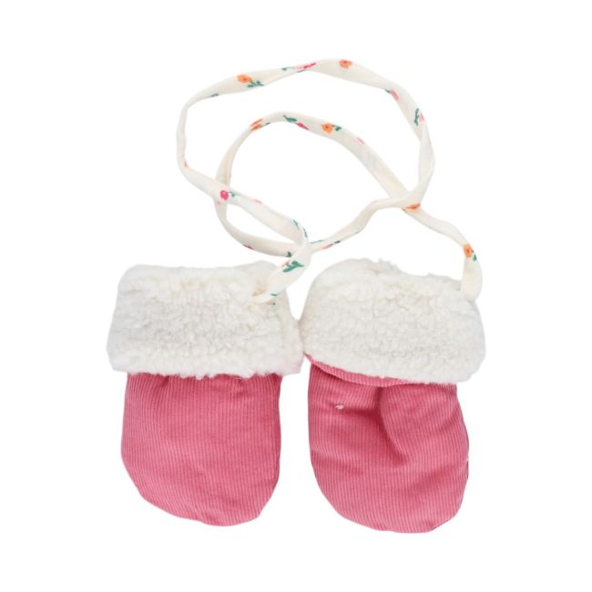 Moufles en sherpa blanc et velours rose - Dans la Ferme - image 2