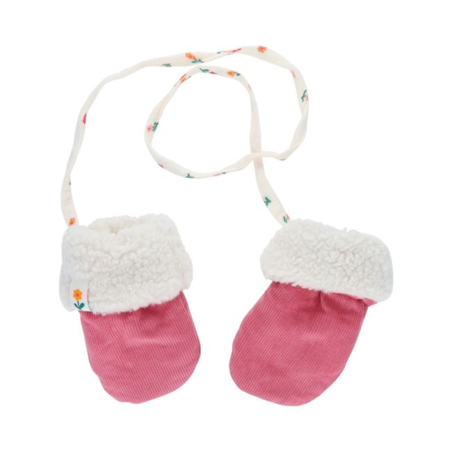 Moufles en sherpa blanc et velours rose - Dans la Ferme - image 1