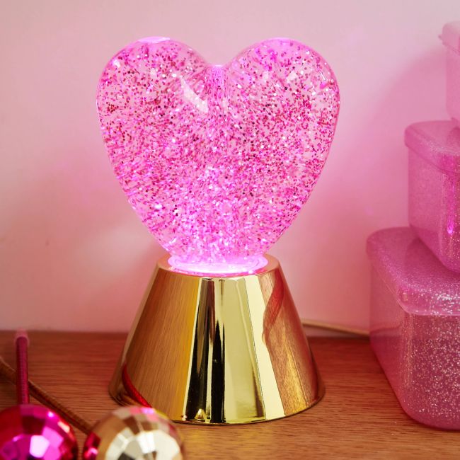 Lampe cœur rose à paillettes - image 4