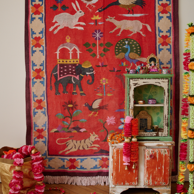 Tapis en coton animaux indiens - image 1
